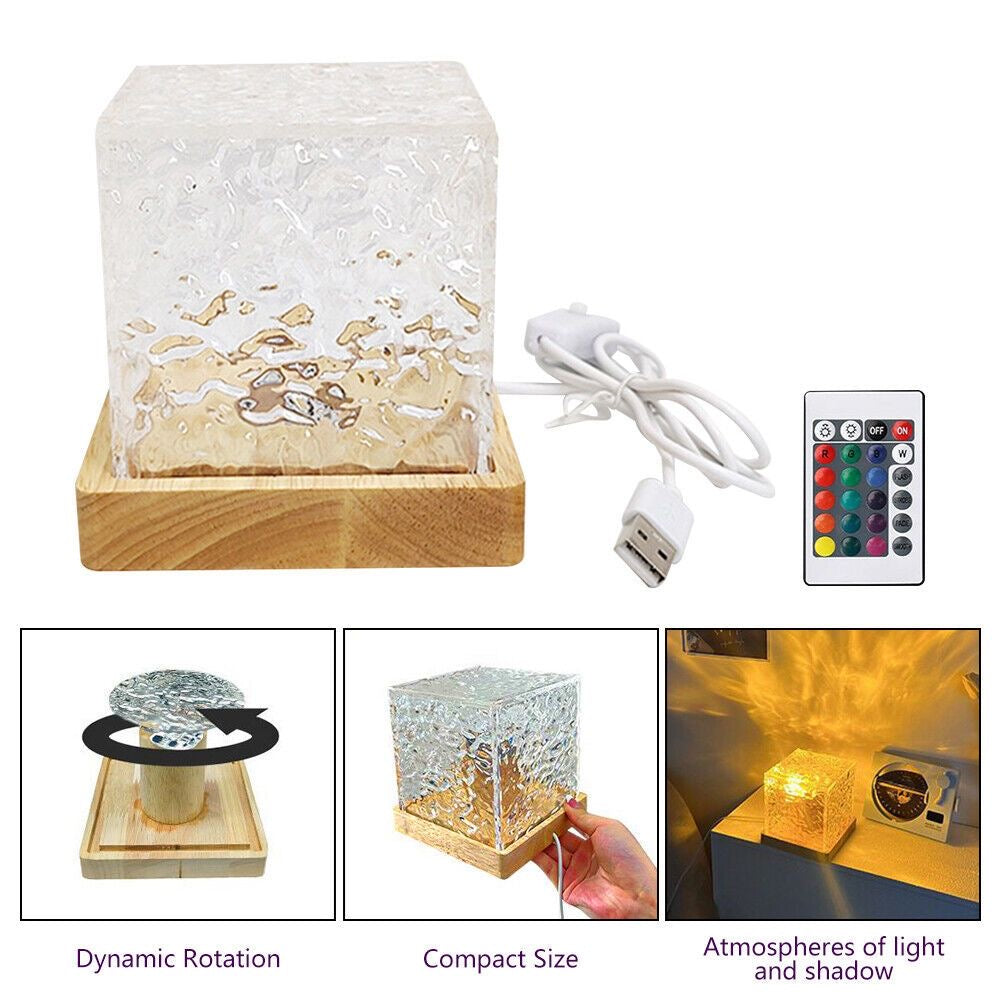Dynamic Water Ripple Night Light - LED Projector Lamp
