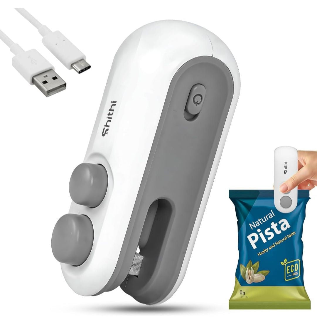Portable Mini Bag Sealer with Cutter & Magnetic Base — USB Rechargeable